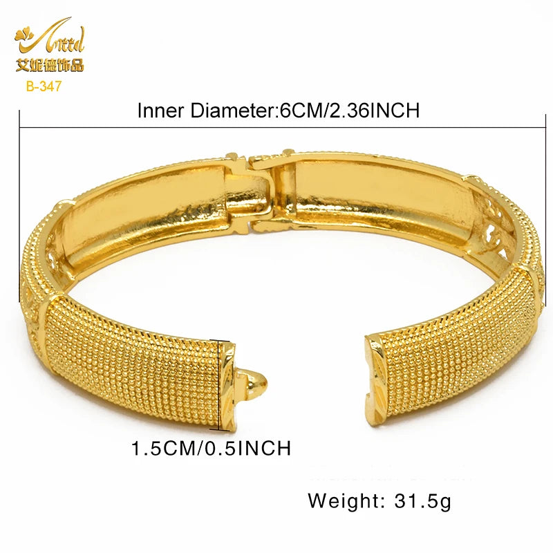 Luxury Dubai 24K Gold Color Bangles For Women Indian African Bracelets Charm Wedding Ethiopian Arabic Hand Jewelry Party Gifts