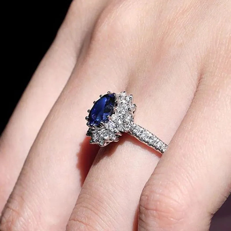 Blue Sapphire Halo Ring