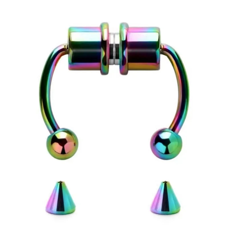 Magnetic fake nose ring, no-pierce nose clip, stainless steel fake piercing hoop, unisex jewelry gift