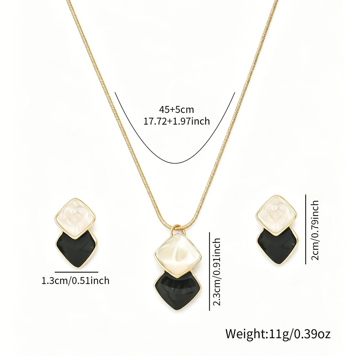 3 exquisite, elegant and simple diamond shaped women's earrings necklace, women's jewelry set, suitable for gifting as a gift