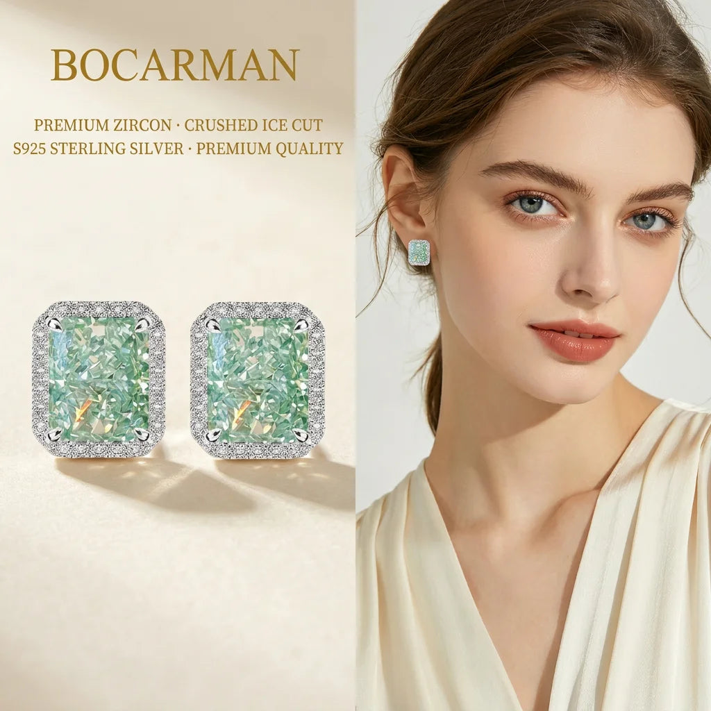 Premium Zircon Silver Stud Earrings