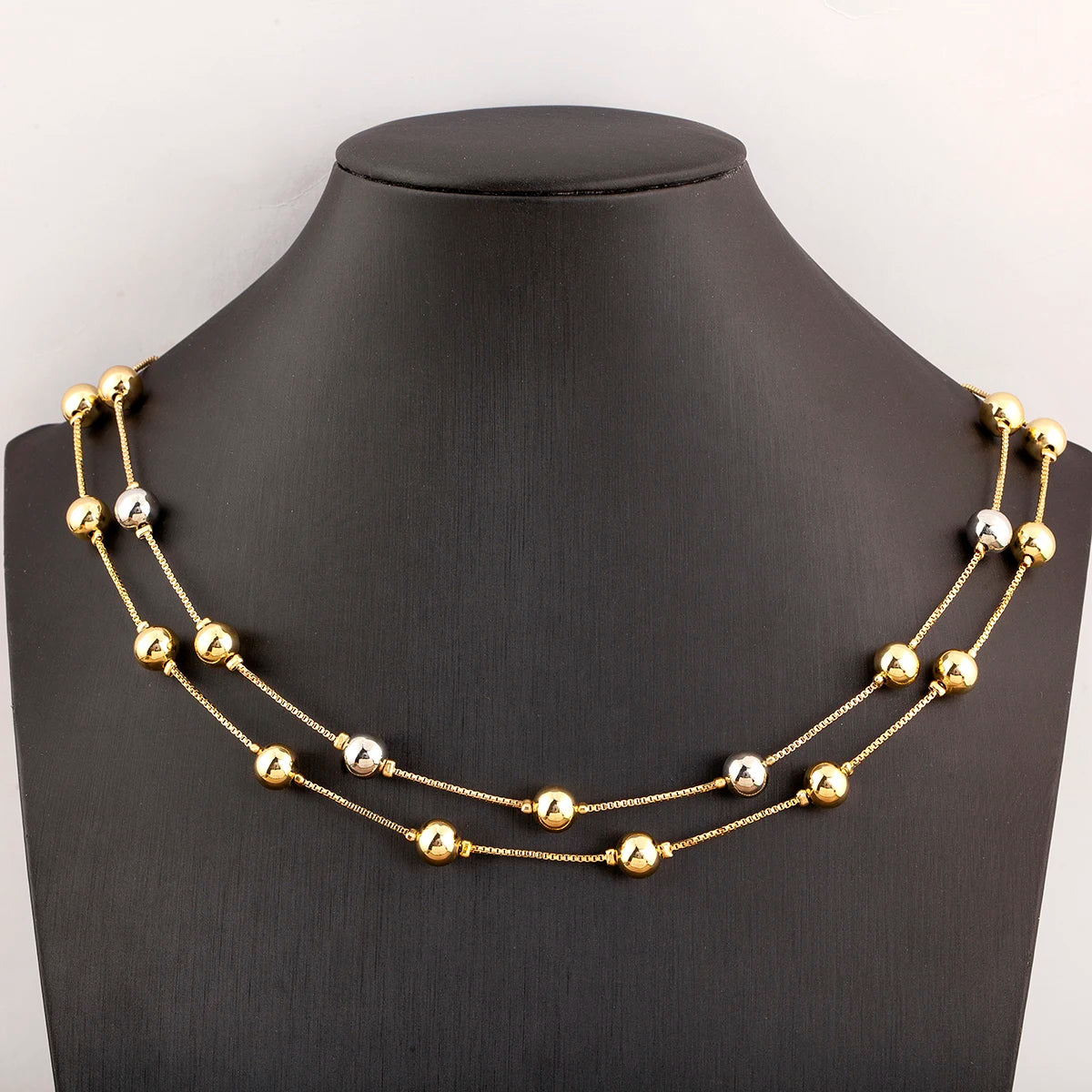 Nidin Simple Fashion Round Beads Necklace For Women Girls OL Style Copper Clavicle Chain Jewelry Accessories Birthday Party Gift