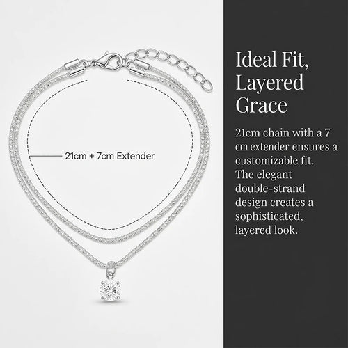 Adjustable Double Layer Cubic Zirconia Six Prong Anklet Summer Beach Waterproof Foot Jewelry Suitable For Daily Parties Banquet