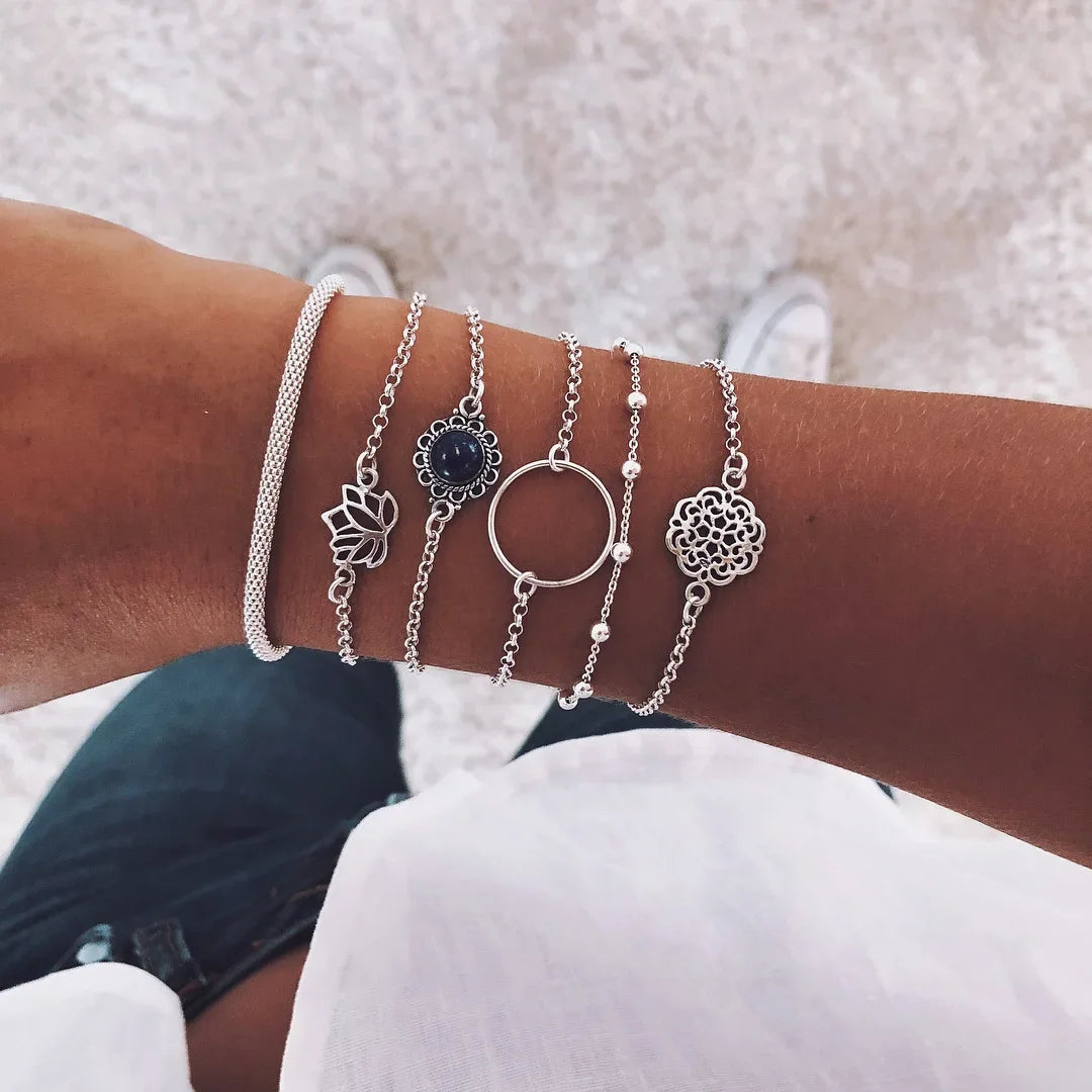 Gold Color Snake Chain Bracelet Set For Women Minimalist Twisted Rope Bangle Girl Fashion Party Jewelry Accessories