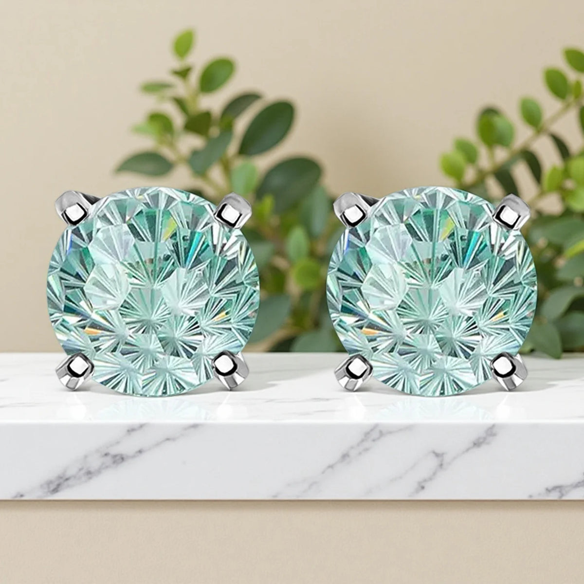 Premium Zircon Silver Stud Earrings