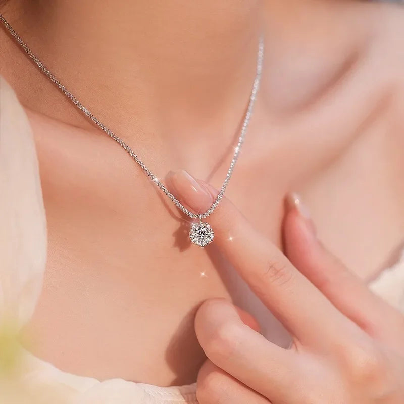 Dainty Round Halo Pendant Necklace