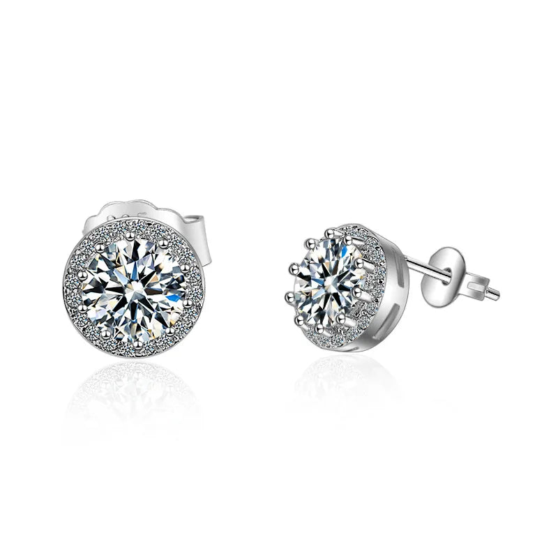 Classic Round Halo Crystal Studs