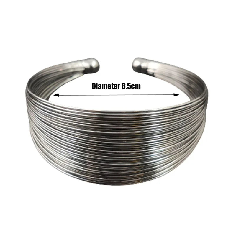 Fashion Multi-Layer Metal Wire String Open Bangle for Women Wide Sleeve Exaggerated Mouth Bracelet Jewelry Indian Bracelet