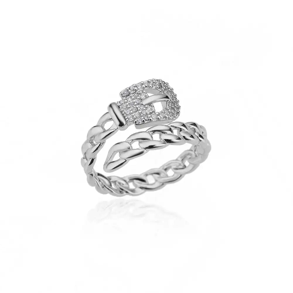 Luxe Golden Chain Ring with Crystal Clasp