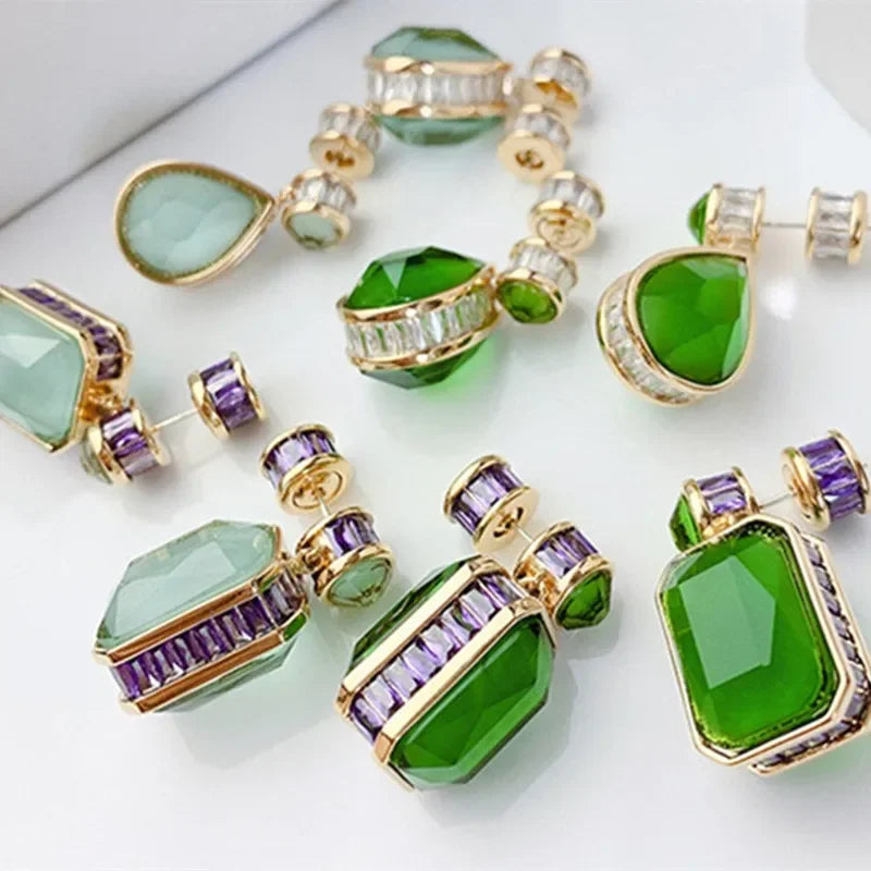Emerald Crystal Drop Earrings