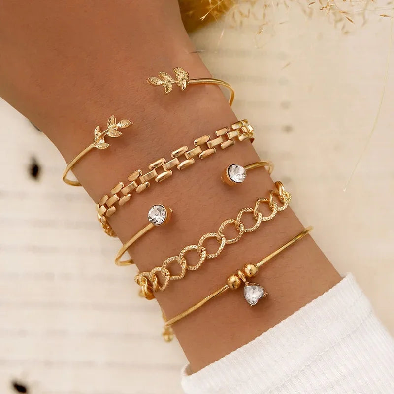 Gold Color Snake Chain Bracelet Set For Women Minimalist Twisted Rope Bangle Girl Fashion Party Jewelry Accessories
