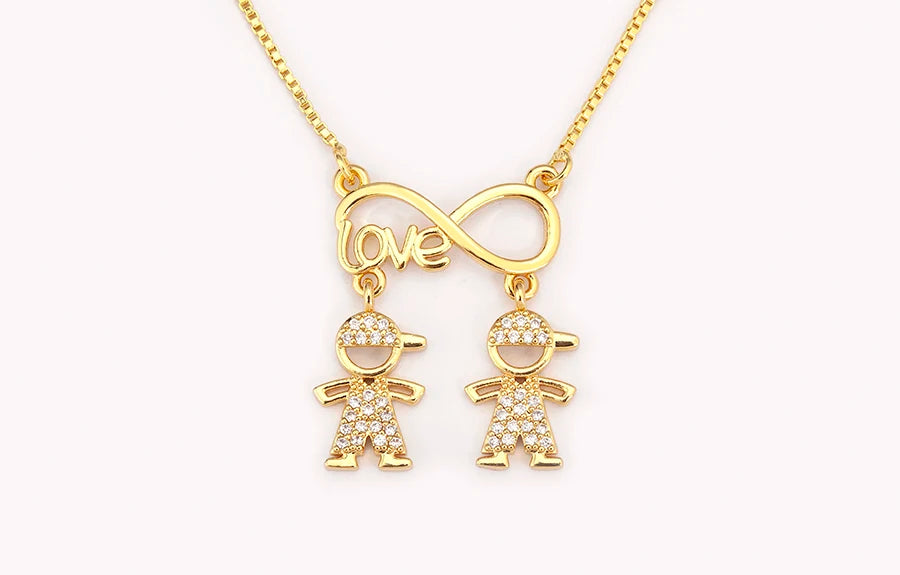 Nidin New Trendy  Love Letter Charm Zircon Pendant Necklaces For Women Fashion Versatile Fine Jewelry Mother's Day Gifts