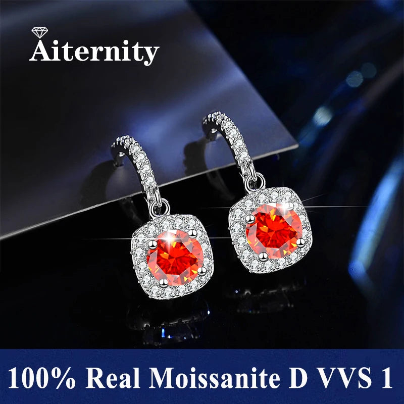 Elegant Moissanite Square Drop Earrings