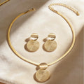 1 set of creative personalized geometric metal disc pendant necklace female exaggerated spiral pattern pendant collarbone chain