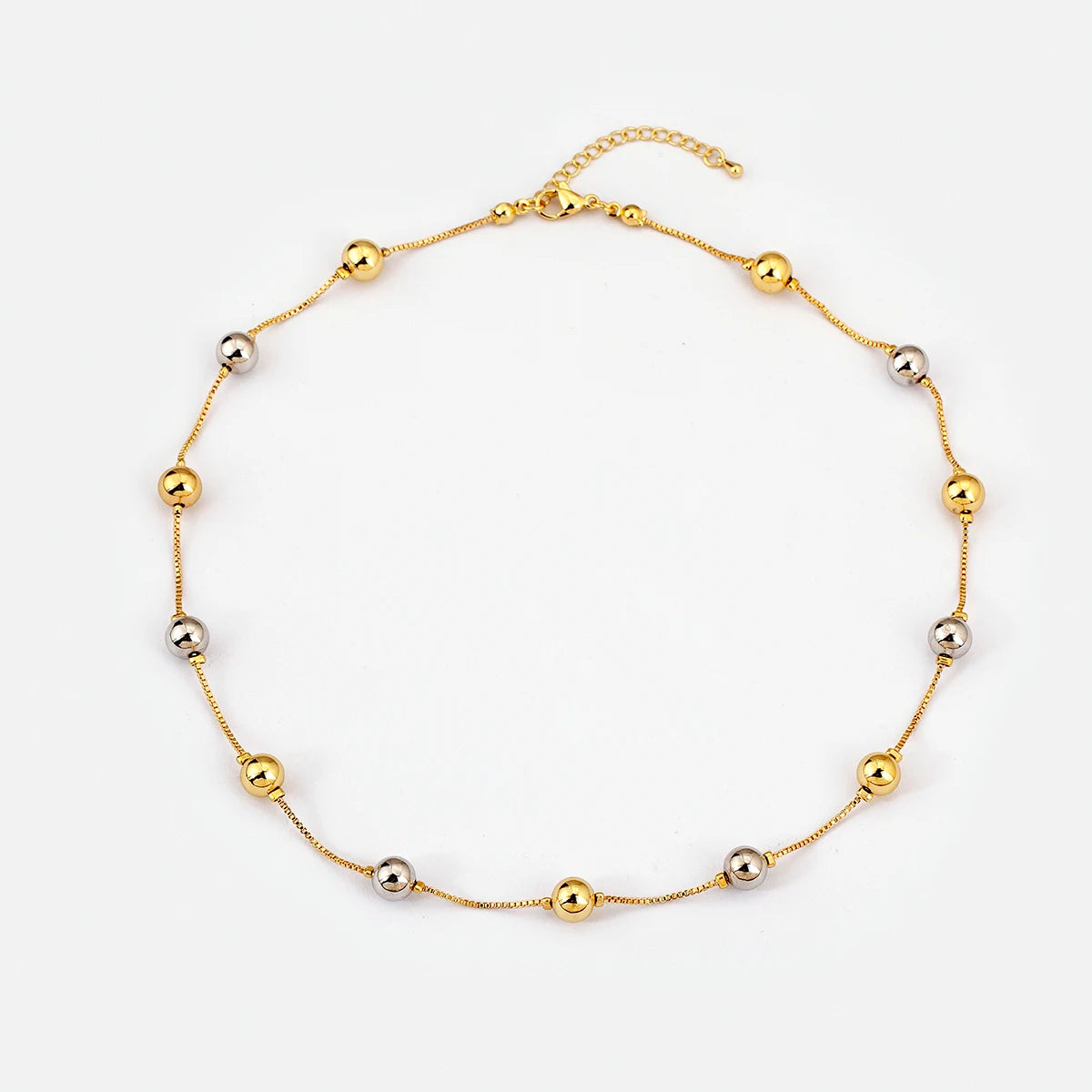 Nidin Simple Fashion Round Beads Necklace For Women Girls OL Style Copper Clavicle Chain Jewelry Accessories Birthday Party Gift