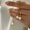 Light Luxury Shining Zircon Imitation Pearl Jewelry Sets for Women Trendy Versatile Necklace Earrings Party Christmas Gifts