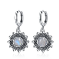Silver Plated Snowflake Natural Kyanite Earrings for Women Round 6MM Blue Stone Vintage Jewelry Party Anniversary Gifts