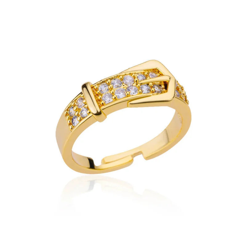 Sparkling Belt-Buckle Statement Ring