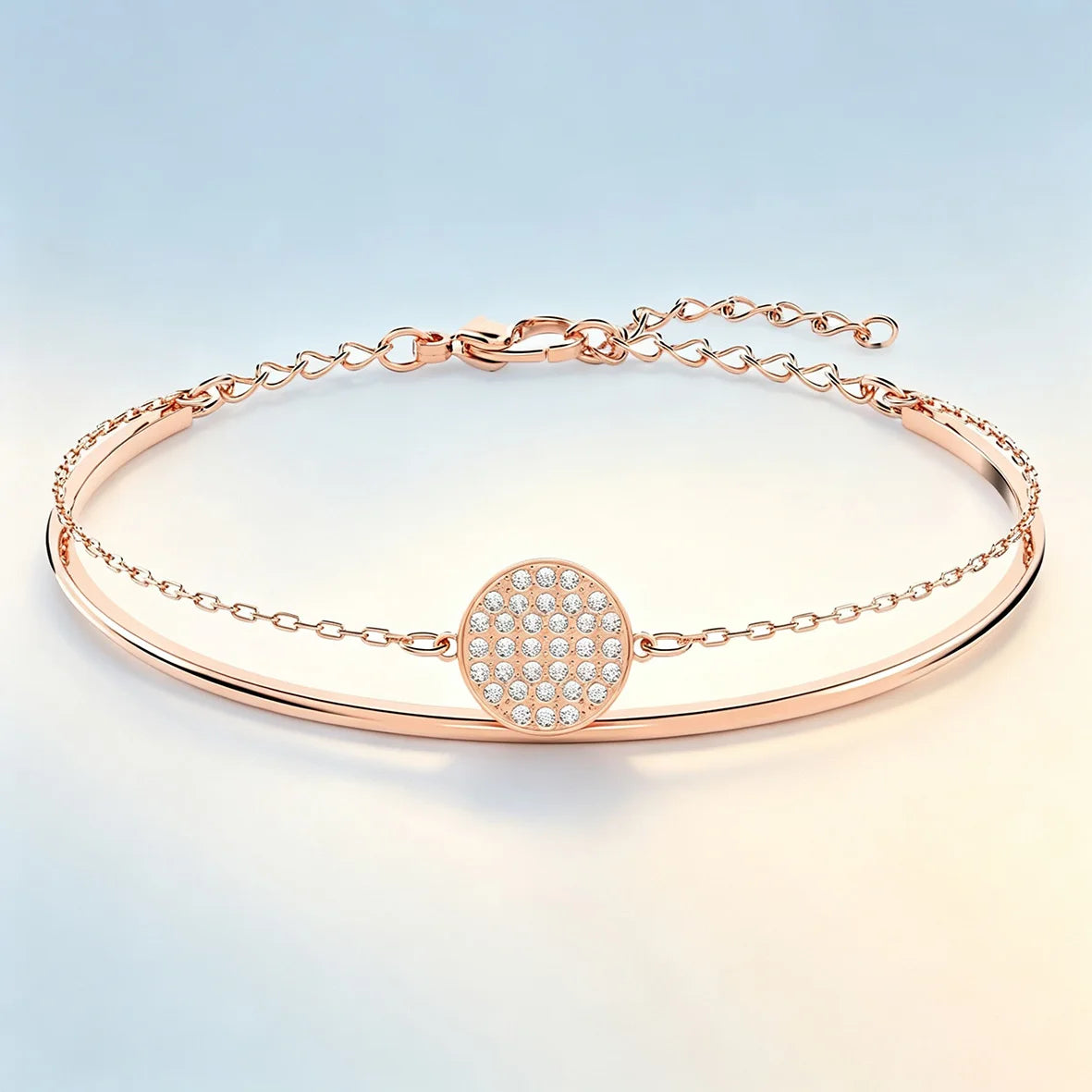 Trendy Dainty Flower Disc Moon Zircon Bracelet, Multi‑Color Adjustable Slider Stackable Wrist Bracelet Fashion Jewellery