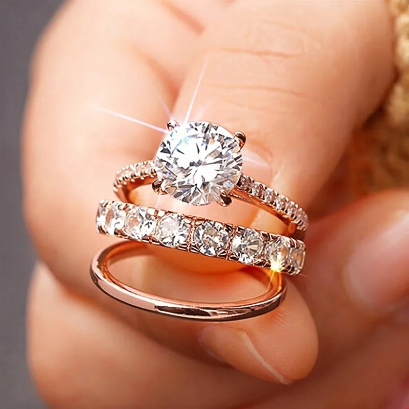 Sparkling Solitaire Engagement Ring with Matching Band