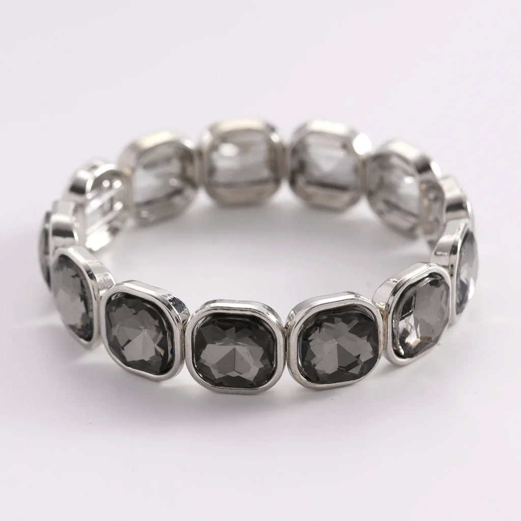 Geometric Square Acrylic Imitation Rhinestone Beaded Bracelets for Women Men Causal Fashion Elastic Bracelet Jewelry Accessories