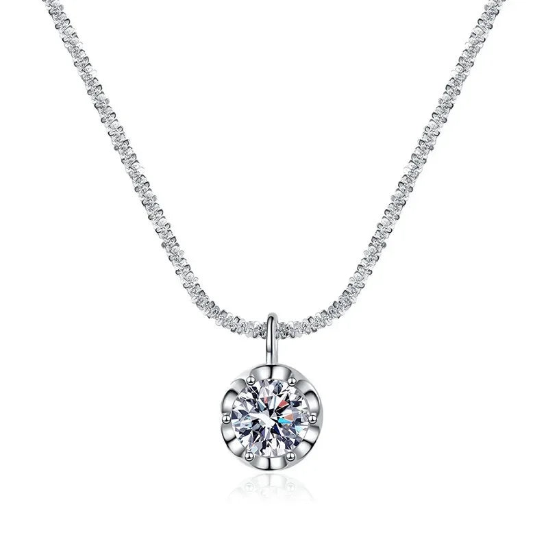 Dainty Round Halo Pendant Necklace