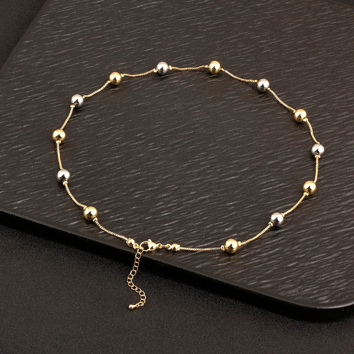 Nidin Simple Fashion Round Beads Necklace For Women Girls OL Style Copper Clavicle Chain Jewelry Accessories Birthday Party Gift