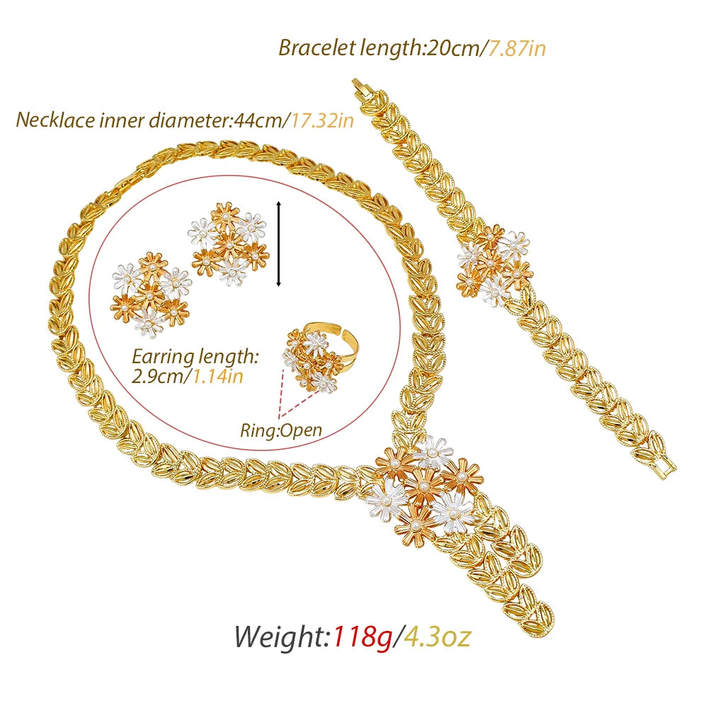 GZJPEI 2026 New African Floral Jewelry Set For Women Colorful Flower Design Fashion Luxury Bridal Wedding Party Jewelry Gift