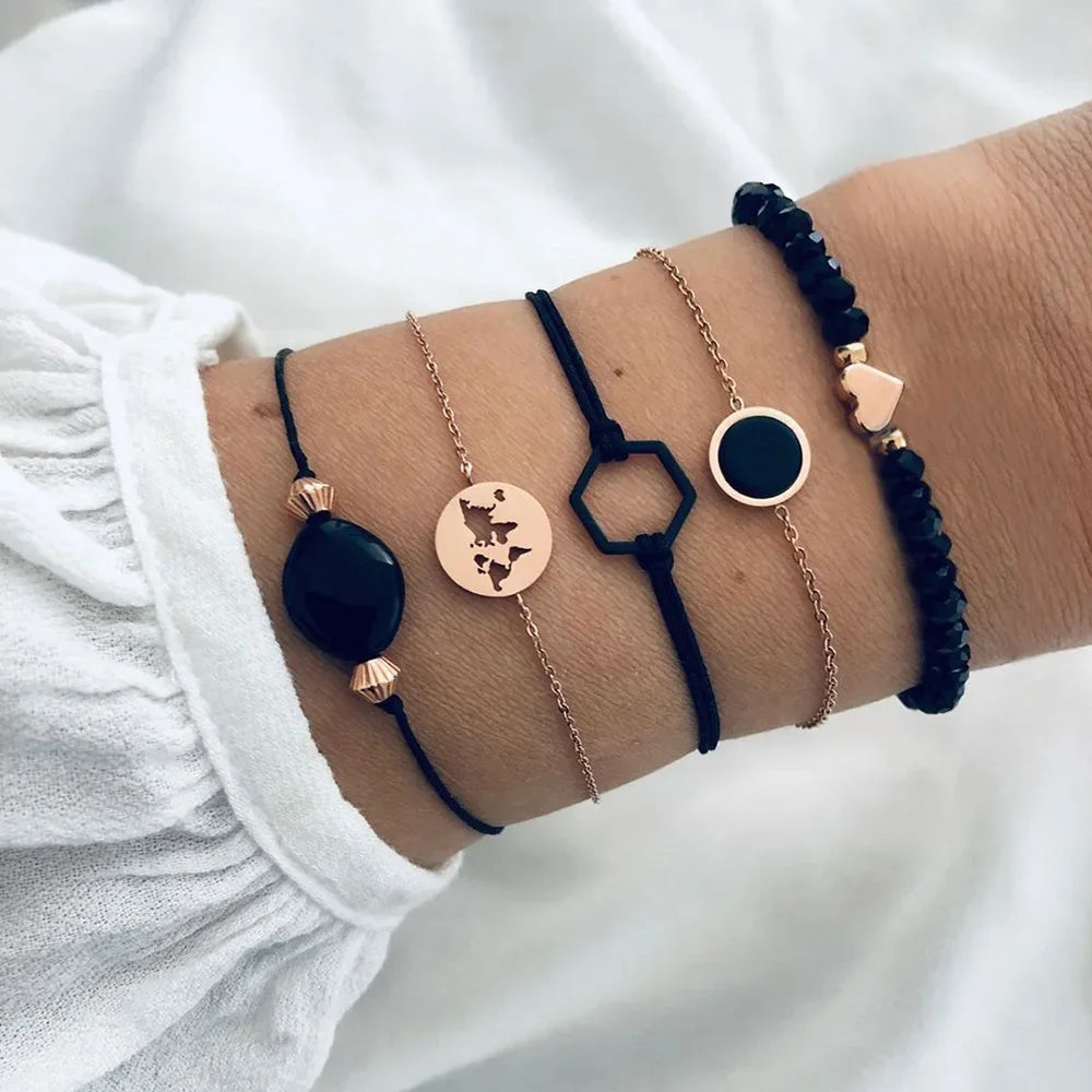 Gold Color Snake Chain Bracelet Set For Women Minimalist Twisted Rope Bangle Girl Fashion Party Jewelry Accessories