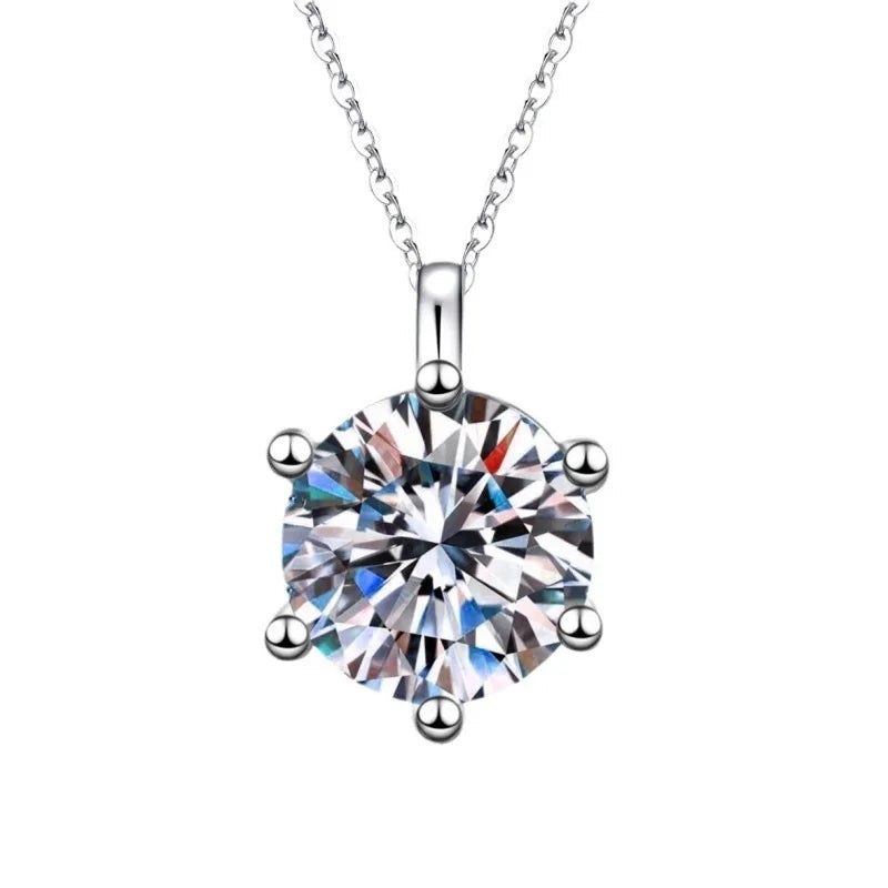 Classic Luxury Super Shiny Six-clawed Moissanite Pendant Necklace 1-carat Ring Earring Set for Women Bride Wedding Jewelry Sets