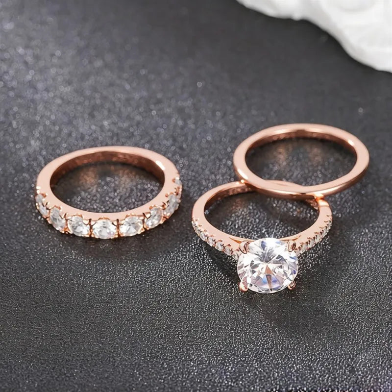Sparkling Solitaire Engagement Ring with Matching Band