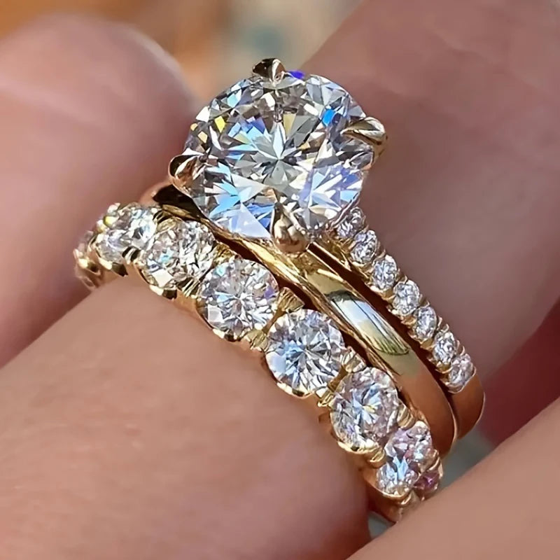 Sparkling Solitaire Engagement Ring with Matching Band