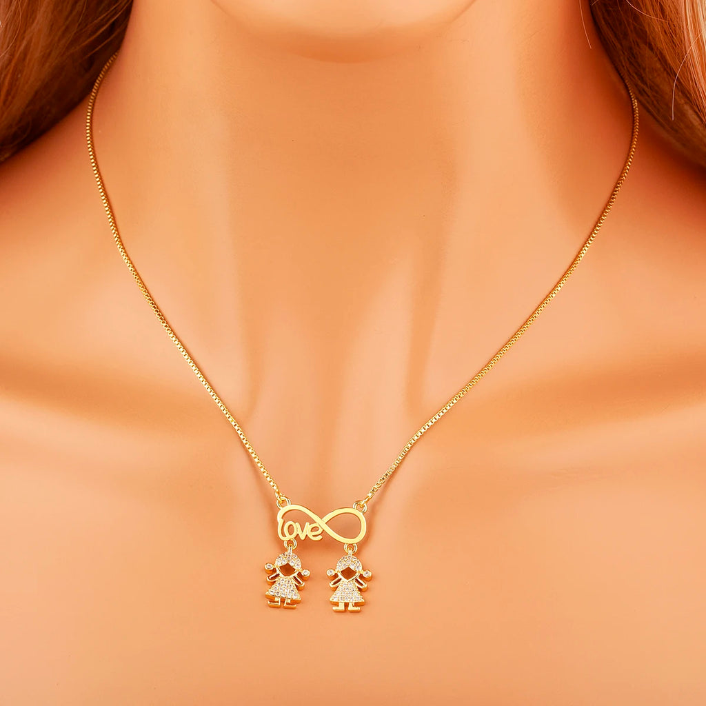 Nidin New Trendy  Love Letter Charm Zircon Pendant Necklaces For Women Fashion Versatile Fine Jewelry Mother's Day Gifts