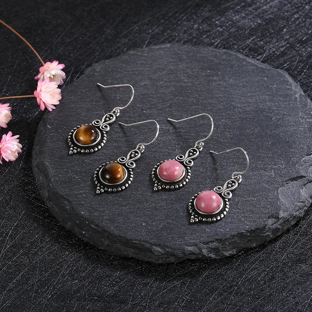 Vintage Blue Gemstone Dangle Earrings