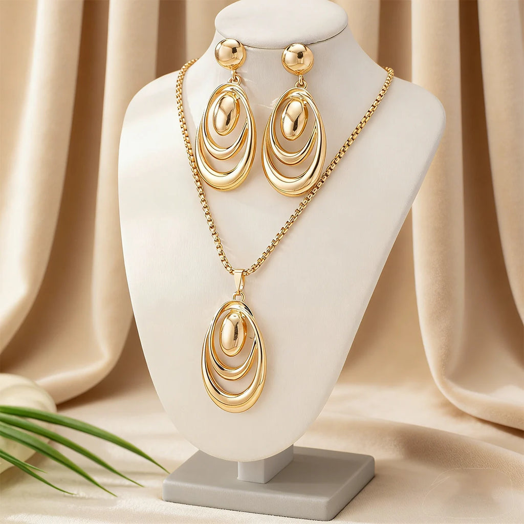 Golden Ripple Pendant Set