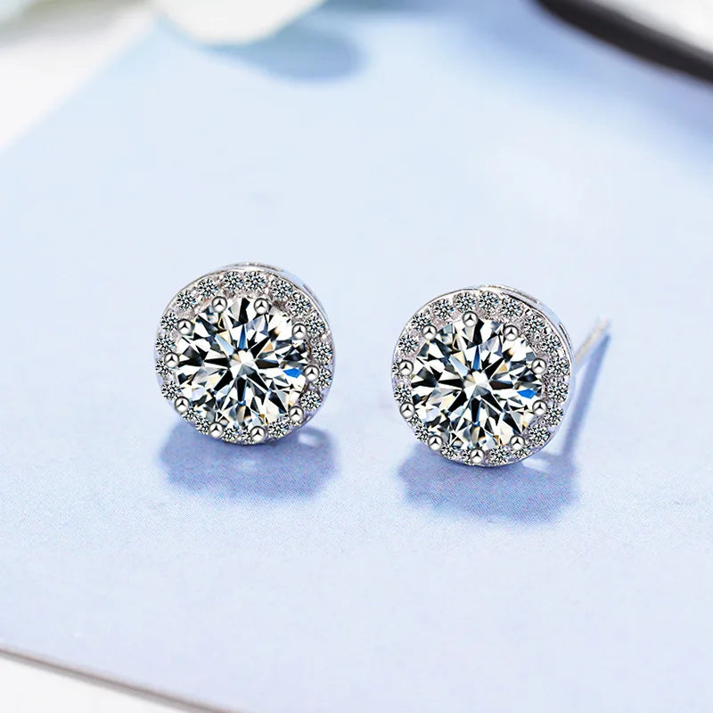 Classic Round Halo Crystal Studs