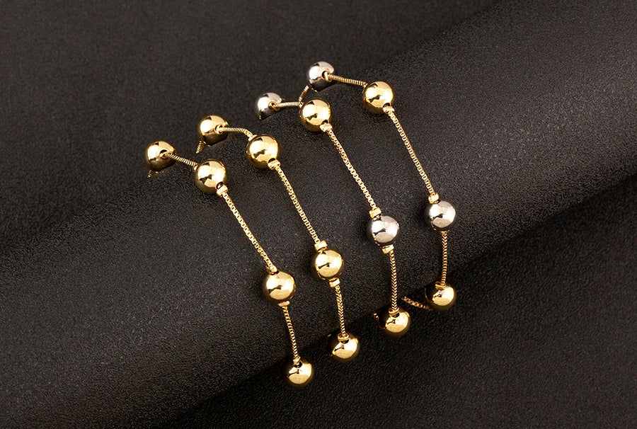 Nidin Simple Fashion Round Beads Necklace For Women Girls OL Style Copper Clavicle Chain Jewelry Accessories Birthday Party Gift