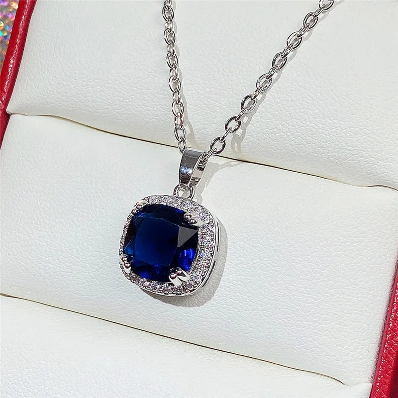 Royal Blue Crystal Jewelry Set – Necklace, Earrings & Ring