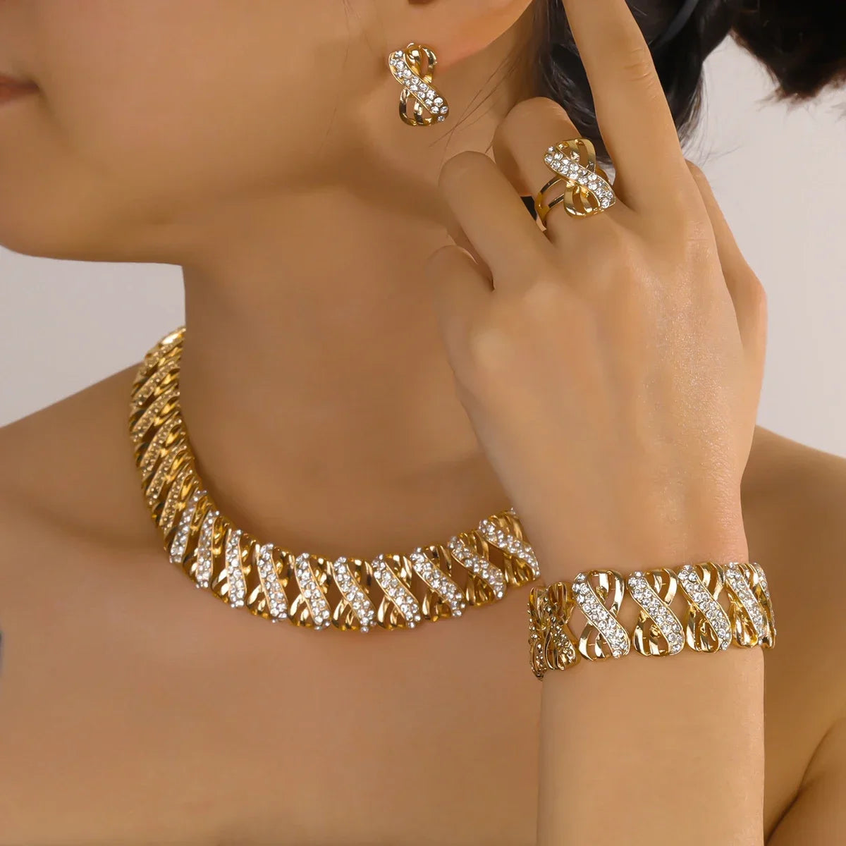 Celestial Sparkle Necklace, Bracelet & Earrings