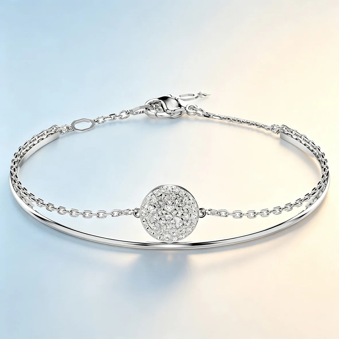 Trendy Dainty Flower Disc Moon Zircon Bracelet, Multi‑Color Adjustable Slider Stackable Wrist Bracelet Fashion Jewellery