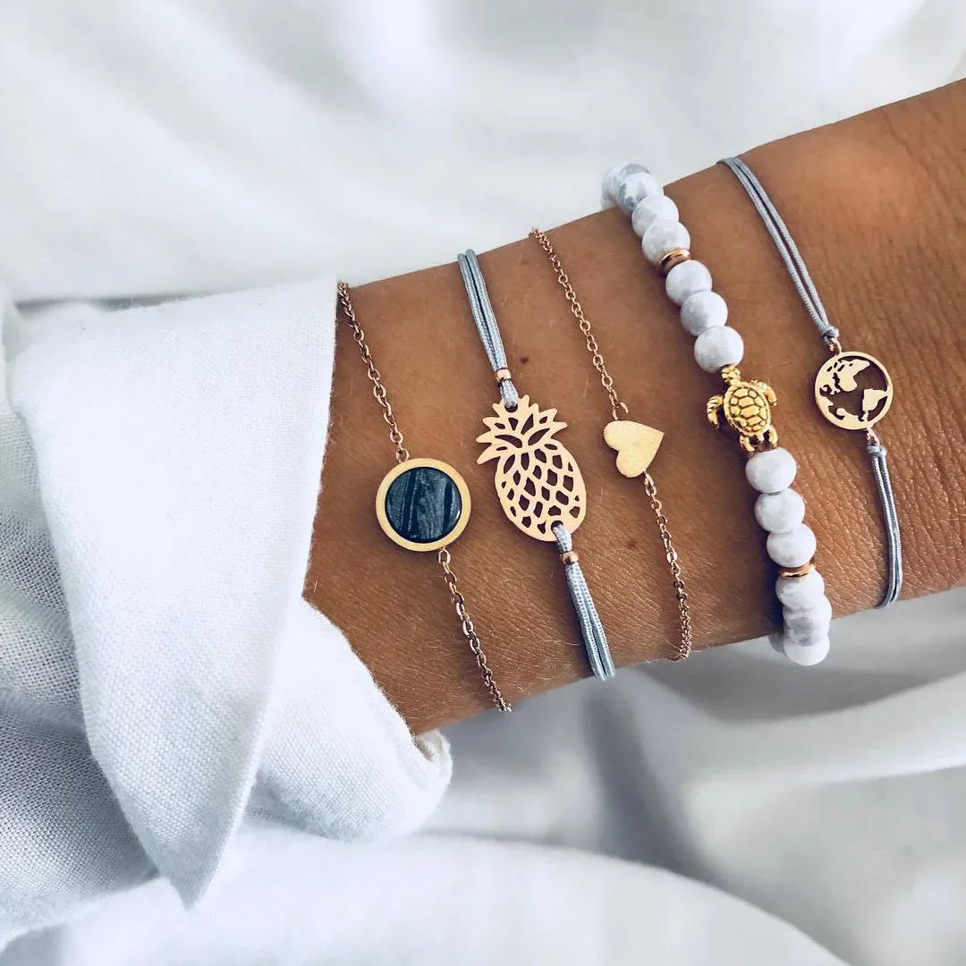 Gold Color Snake Chain Bracelet Set For Women Minimalist Twisted Rope Bangle Girl Fashion Party Jewelry Accessories