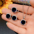 Royal Blue Crystal Jewelry Set – Necklace, Earrings & Ring