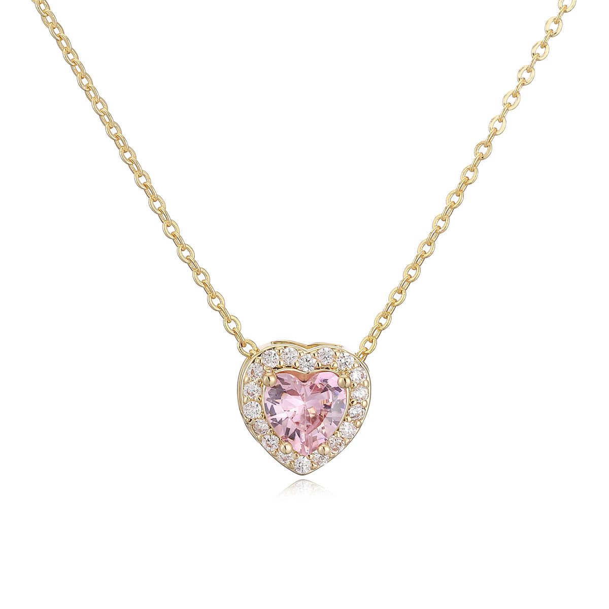 HECHENG Luxury Colored Crystal Heart Pendant Ocean Heart Necklace Brass Golden Plated Material Women's Wedding Necklace