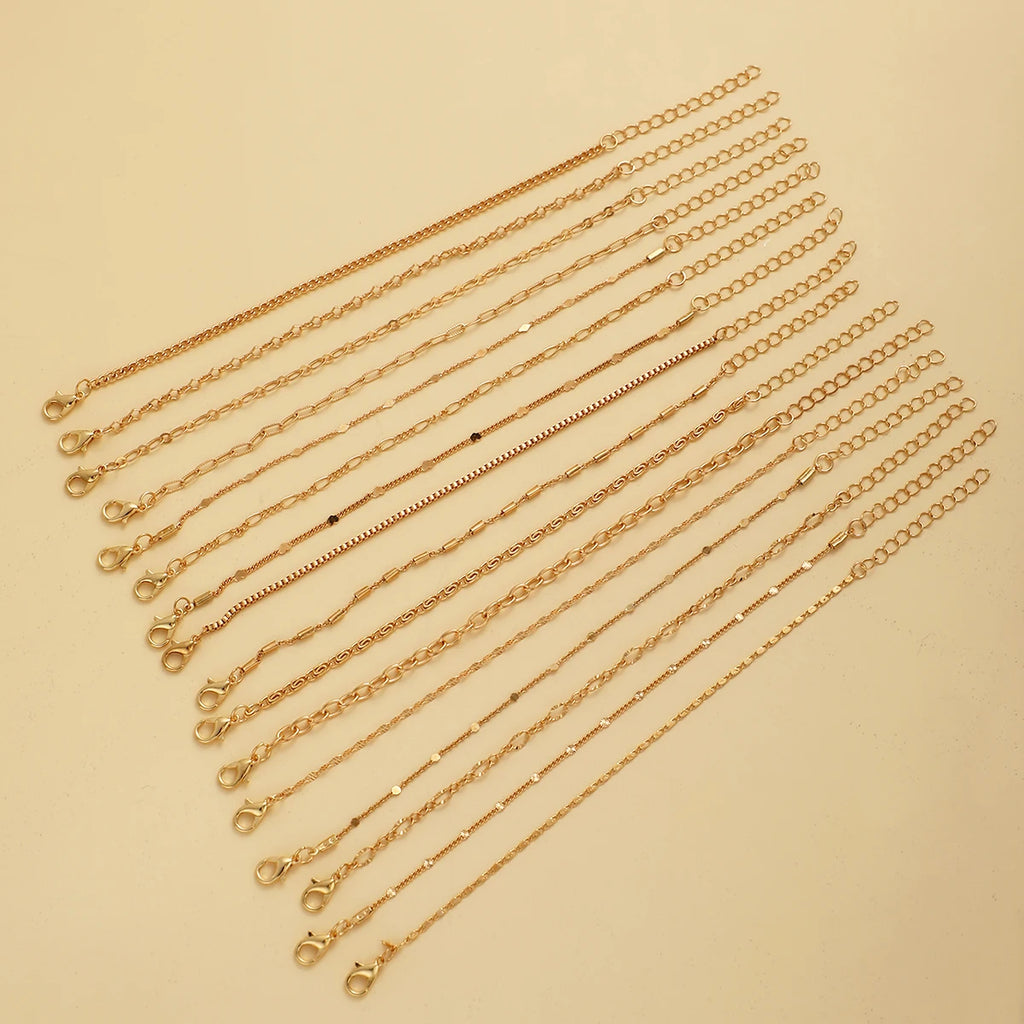 16Pcs/set Boho Cuban Chain Bracelets For Women Retro Stackable Gold Color Bracelets Sets Trendy Versatile Holiday Party Jewelry