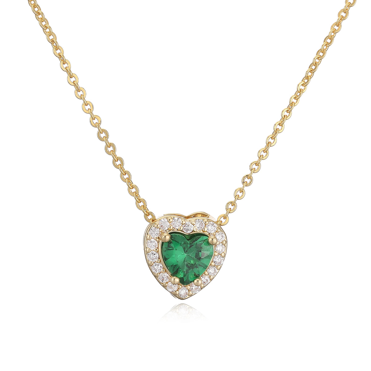 HECHENG Luxury Colored Crystal Heart Pendant Ocean Heart Necklace Brass Golden Plated Material Women's Wedding Necklace