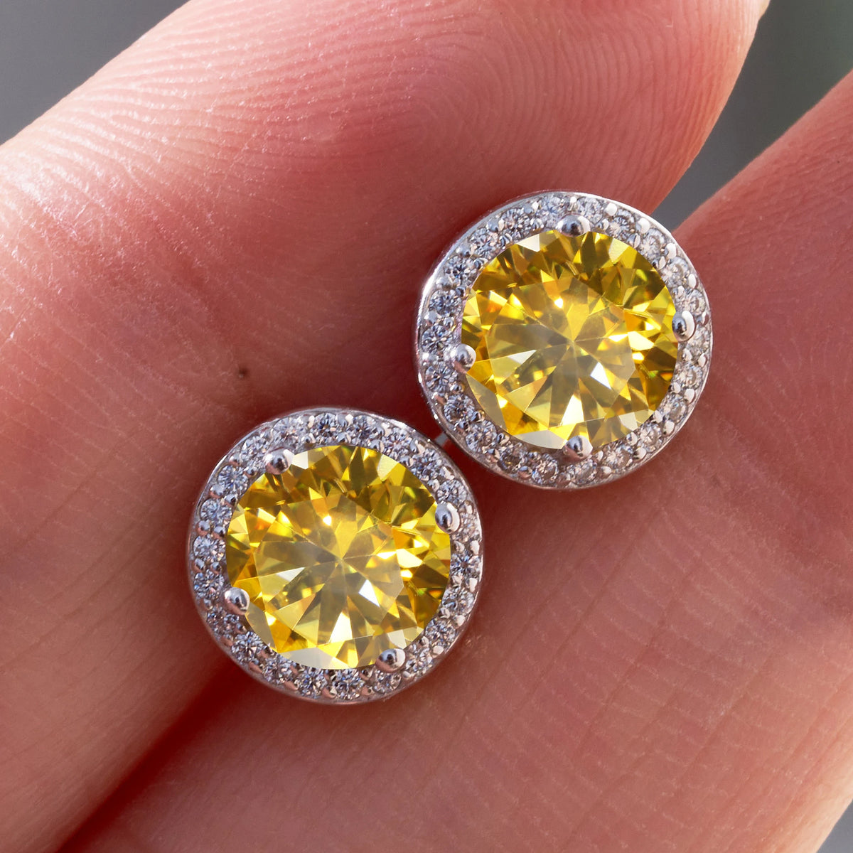 Pink Crystal Halo Earrings