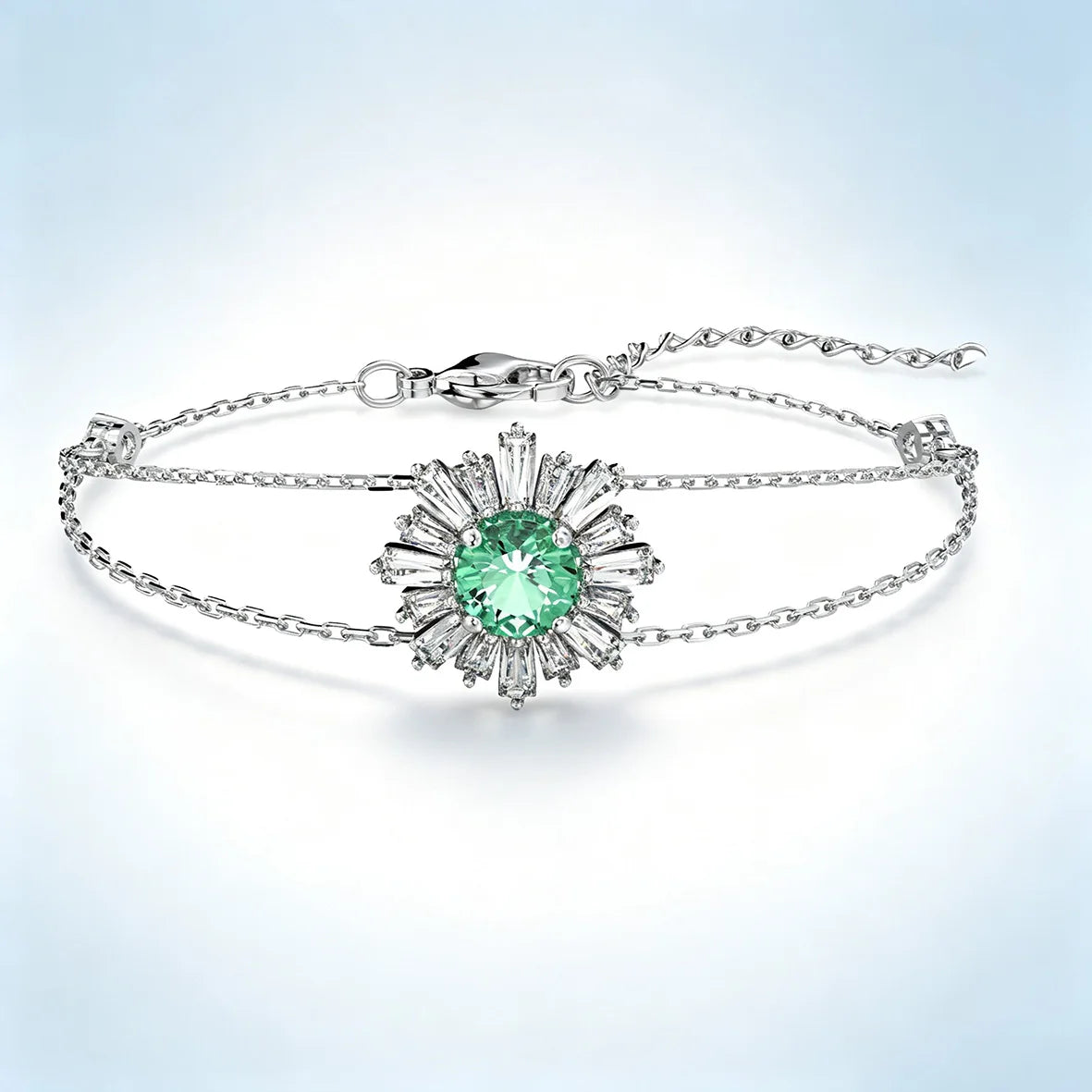 Trendy Dainty Flower Disc Moon Zircon Bracelet, Multi‑Color Adjustable Slider Stackable Wrist Bracelet Fashion Jewellery