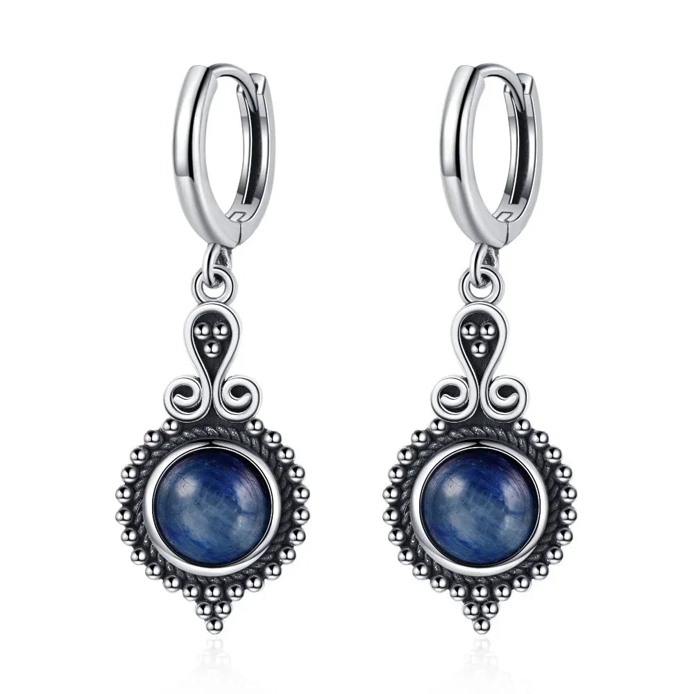 Vintage Blue Gemstone Dangle Earrings