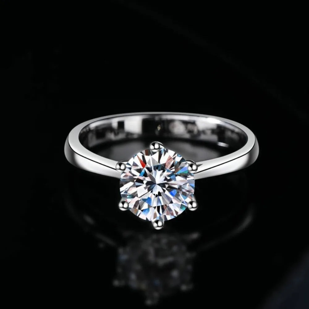 Classic Luxury Super Shiny Six-clawed Moissanite Pendant Necklace 1-carat Ring Earring Set for Women Bride Wedding Jewelry Sets