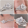 925 Sterling Silver Teardrop Crystal Engagement Ring Set